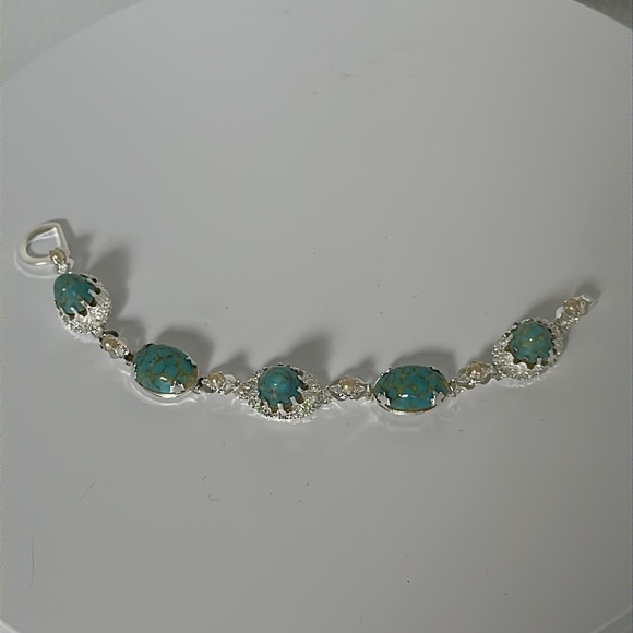 Elegant 925 Silver Real Stones Bracelet